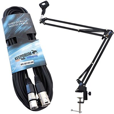 keepdrum 5-nb35 Micrófono trípode Micrófono de mesa brazo Brazo Articulado + 6 m XLR Cable keepdrum 5-nb35 Micrófono trípode Micrófono de mesa brazo Brazo Articulado + 6 m XLR Cable
