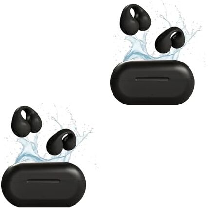 LEVDRO Yesnero Earbuds, Yesnero Bone Conduction Earbuds, Sound -Showerbuds, Clip-On Open Ear Headphones, s, Showerbuds Waterproof, Bluetooth 5.3 Ear Clip Headphones (Black 2Pcs)