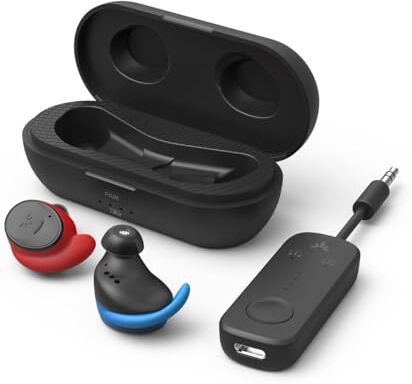 Avantree Sky Ace - Auriculares de Viaje con Adaptador para Avión, Qualcomm aptX-Adaptive Bluetooth 5.3, Baja Latencia,Reproducción Prolongada - Cascos y Transmisor Versátiles para Viajes o Uso Diario