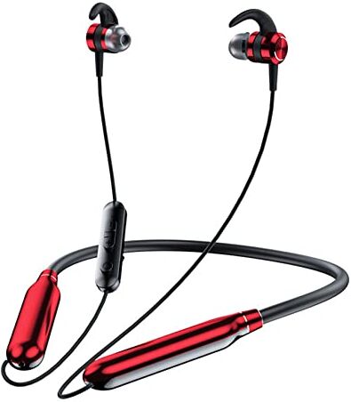 Yuattory Auriculares InaláMbricos Bluetooth Auriculares de MúSica Cuello Colgante Auriculares InaláMbricos Deportes Auriculares Impermeables Rojo