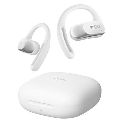 SHOKZ Auriculares Open-Ear OpenFit Air, Auriculares Bluetooth inalámbricos con Micro, Carga rápida, Tiempo de reproducción 28h, IP54 Resistencia al Agua para Entrenamiento, Blanco SHOKZ Auriculares Open-Ear OpenFit Air, Auriculares Bluetooth inalámbricos con Micro, Carga rápida, Tiempo de reproducción 28h, IP54 Resistencia al Agua para Entrenamiento, Blanco