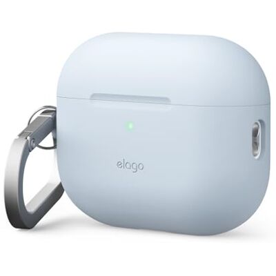 elago Funda de Silicona Premium para AirPods Pro 3 Mosquetón, Protección Anticaídas, LED Frontal Visible, Antipolvo, Carga Inalámbrica (Azul Claro) elago Funda de Silicona Premium para AirPods Pro 3 Mosquetón, Protección Anticaídas, LED Frontal Visible, Antipolvo, Carga Inalámbrica (Azul Claro)