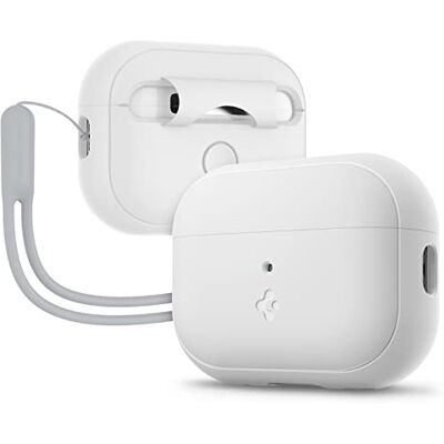 Spigen Funda de Silicona Compatible con Airpods Pro de 2ª Generación (2023/2022) con Cuerda de Mano en Gris Blanco Spigen Funda de Silicona Compatible con Airpods Pro de 2ª Generación (2023/2022) con Cuerda de Mano en Gris Blanco