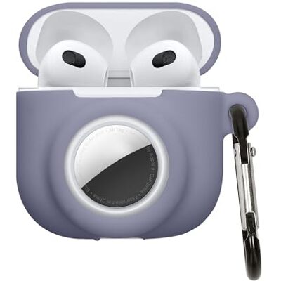 kwmobile Carcasa Compatible con Apple Airpods 4 y Airtag Funda de Silicona Antipérdida y Antigolpes con Mosquetón Lila kwmobile Carcasa Compatible con Apple Airpods 4 y Airtag Funda de Silicona Antipérdida y Antigolpes con Mosquetón Lila