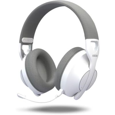 KROM Phase – Auriculares Gaming Inalámbricos con Triple Modo de conexión (Bluetooth 5.3, 2.4 GHz y Jack 3.5 mm), Altavoces 40 mm, 40h Autonomía, Blanco KROM Phase – Auriculares Gaming Inalámbricos con Triple Modo de conexión (Bluetooth 5.3, 2.4 GHz y Jack 3.5 mm), Altavoces 40 mm, 40h Autonomía, Blanco