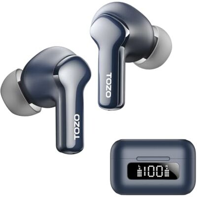 TOZO NC3 Auriculares Inalámbricos Bluetooth, ANC 45dB para Diario 68H batería, 6 Mics ENC llamadas claras, carga rápida 10 min dan 1H, pantalla LED, Modo Gaming, 32 EQs, IPX8, sonido estable TOZO NC3 Auriculares Inalámbricos Bluetooth, ANC 45dB para Diario 68H batería, 6 Mics ENC llamadas claras, carga rápida 10 min dan 1H, pantalla LED, Modo Gaming, 32 EQs, IPX8, sonido estable