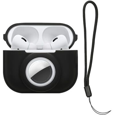 kwmobile Carcasa Compatible con Apple Airpods Pro 2 y Airtag Funda de Silicona Antipérdida y Antigolpes con Mosquetón Negro kwmobile Carcasa Compatible con Apple Airpods Pro 2 y Airtag Funda de Silicona Antipérdida y Antigolpes con Mosquetón Negro