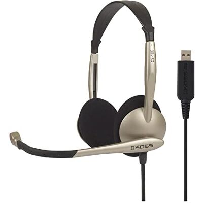 Koss CS100 USB Auriculares con Cable y Micrófono con Cancelación Ruido, Cascos de Diadema Ajustables On Ear para Videoconferencia Oficina, Call Center, Comunicación, Skype, Zoom Koss CS100 USB Auriculares con Cable y Micrófono con Cancelación Ruido, Cascos de Diadema Ajustables On Ear para Videoconferencia Oficina, Call Center, Comunicación, Skype, Zoom