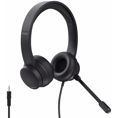 Trust Roha II Auriculares con Cable 3.5mm On Ear con Micrófono, Negro Trust Roha II Auriculares con Cable 3.5mm On Ear con Micrófono, Negro