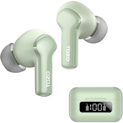 TOZO NC3 Auriculares Inalámbricos Bluetooth, ANC 45dB para Diario 68H batería, 6 Mics ENC llamadas claras, carga rápida 10 min dan 1H, pantalla LED, Modo Gaming, 32 EQs, IPX8, sonido estable TOZO NC3 Auriculares Inalámbricos Bluetooth, ANC 45dB para Diario 68H batería, 6 Mics ENC llamadas claras, carga rápida 10 min dan 1H, pantalla LED, Modo Gaming, 32 EQs, IPX8, sonido estable