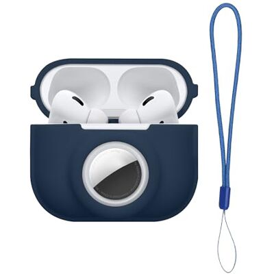 kwmobile Carcasa Compatible con Apple Airpods Pro 2 y Airtag Funda de Silicona Antipérdida y Antigolpes con Mosquetón Azul Oscuro kwmobile Carcasa Compatible con Apple Airpods Pro 2 y Airtag Funda de Silicona Antipérdida y Antigolpes con Mosquetón Azul Oscuro