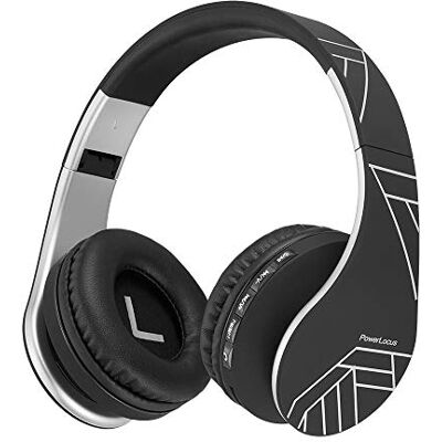 PowerLocus Auriculares Inalámbricos Diadema, Cascos Bluetooth con Micrófono Incorporado, Alta fidelidad Estéreo Plegables Cerrados, Micro SD/TF, FM para Móviles/TV/PC (Negro Plata) PowerLocus Auriculares Inalámbricos Diadema, Cascos Bluetooth con Micrófono Incorporado, Alta fidelidad Estéreo Plegables Cerrados, Micro SD/TF, FM para Móviles/TV/PC (Negro Plata)