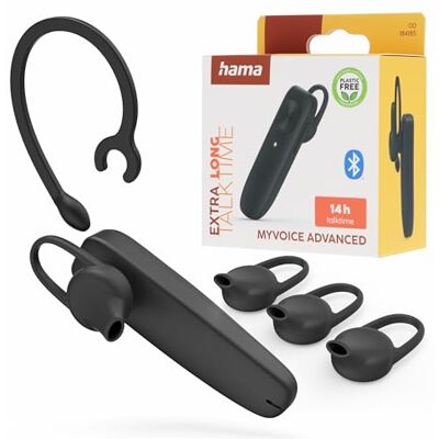 Hama Auricular Bluetooth Mono Profesional (Manos Libres 14h Conversación Multipunto Clip Sujeción Ultraligero Control Volumen) Negro Hama Auricular Bluetooth Mono Profesional (Manos Libres 14h Conversación Multipunto Clip Sujeción Ultraligero Control Volumen) Negro
