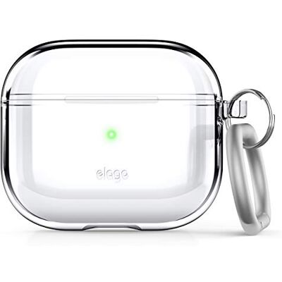 elago Funda Transparente con Mosquetón Compatible con AirPods 3 Cinta Adhesiva Incluida, Amarilleo Reducido, Carga Inalámbrica (Transparente) elago Funda Transparente con Mosquetón Compatible con AirPods 3 Cinta Adhesiva Incluida, Amarilleo Reducido, Carga Inalámbrica (Transparente)