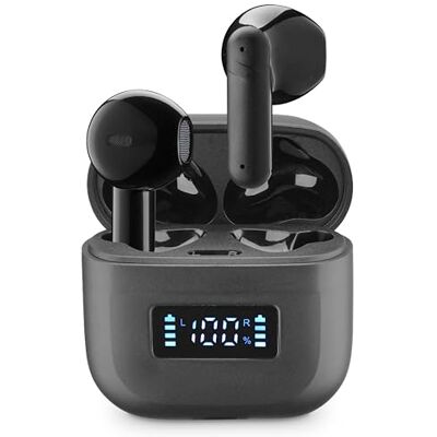 cellularline Tone Auriculares TWS Bluetooth de cápsula con ENC (Environmental Noise Cancelling), 4 micrófonos, Pantalla LED, Total Play Time 20 Horas, Negro cellularline Tone Auriculares TWS Bluetooth de cápsula con ENC (Environmental Noise Cancelling), 4 micrófonos, Pantalla LED, Total Play Time 20 Horas, Negro