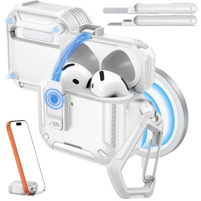MoKo Funda para AirPods 4 / AirPods 5 (2024/2026), con Cierre Compatible con MagSafe, Soporte para Teléfono&Ventana Automática,Funda para AirPod 4.ª Generación, con Kit de Limpieza MoKo Funda para AirPods 4 / AirPods 5 (2024/2026), con Cierre Compatible con MagSafe, Soporte para Teléfono&Ventana Automática,Funda para AirPod 4.ª Generación, con Kit de Limpieza