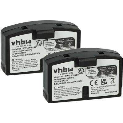 vhbw 2X Batería reemplaza Sennheiser BA151 BA150, BA152 para auriculares inalámbricos, cascos (60 mAh, 2,4 V, NiMH) vhbw 2X Batería reemplaza Sennheiser BA151 BA150, BA152 para auriculares inalámbricos, cascos (60 mAh, 2,4 V, NiMH)