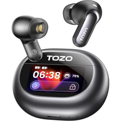 TOZO NC20 Pro Auriculares Bluetooth 6.0, Pantalla táctil & ANC 52dB Audio LDAC Hi-Res, 12mm controlador,6 mics ENC,carga rápida e inalámbrica, 12mm controlador, IPX8,detección de uso,modo juego TOZO NC20 Pro Auriculares Bluetooth 6.0, Pantalla táctil & ANC 52dB Audio LDAC Hi-Res, 12mm controlador,6 mics ENC,carga rápida e inalámbrica, 12mm controlador, IPX8,detección de uso,modo juego