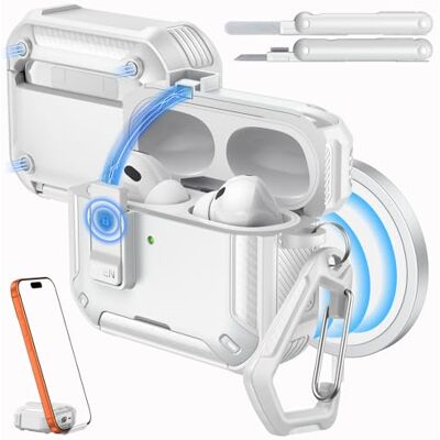 MoKo Funda para AirPods Pro 3 con Cierre 2025, Blanco Compatible con MagSafe, Soporte para Teléfono & Ventana Auto Funda Protectora para AirPod Pro 3.ª Gen., con Kit de Limpieza MoKo Funda para AirPods Pro 3 con Cierre 2025, Blanco Compatible con MagSafe, Soporte para Teléfono & Ventana Auto Funda Protectora para AirPod Pro 3.ª Gen., con Kit de Limpieza