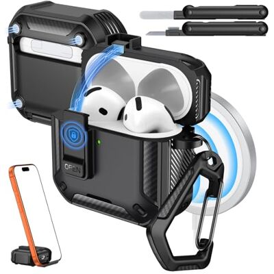 MoKo Funda para AirPods 4 / AirPods 5 (2024/2026), con Cierre, Negro Compatible con MagSafe, Soporte para Teléfono&Ventana Automática,Funda para AirPod 4.ª Generación, con Kit de Limpieza MoKo Funda para AirPods 4 / AirPods 5 (2024/2026), con Cierre, Negro Compatible con MagSafe, Soporte para Teléfono&Ventana Automática,Funda para AirPod 4.ª Generación, con Kit de Limpieza