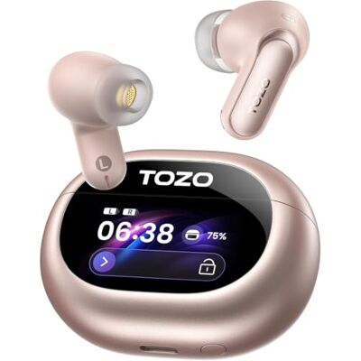 TOZO NC20 Pro Auriculares Bluetooth 6.0, Pantalla táctil & ANC 52dB Audio LDAC Hi-Res, 12mm controlador,6 mics ENC,carga rápida e inalámbrica, 12mm controlador, IPX8,detección de uso,modo juego TOZO NC20 Pro Auriculares Bluetooth 6.0, Pantalla táctil & ANC 52dB Audio LDAC Hi-Res, 12mm controlador,6 mics ENC,carga rápida e inalámbrica, 12mm controlador, IPX8,detección de uso,modo juego