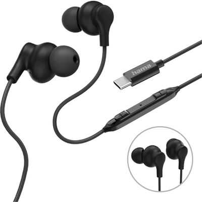 Hama , Auriculares rizados, intrauditivos, micrófono, protección contra torceduras de Cable, USB-C, Color Negro Hama , Auriculares rizados, intrauditivos, micrófono, protección contra torceduras de Cable, USB-C, Color Negro