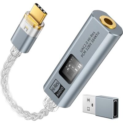 MoKo Adaptador Auriculares USB-C a 3,5mm Jack, DAC Cable Tipo-C a 3,5 Aux Doble DAC CX31993 MAX97220, Amplificador HiFi Integrado, 32bit/384KHz Hi-Res, Control en Línea, Para iPhone iPad Switch PS5 MoKo Adaptador Auriculares USB-C a 3,5mm Jack, DAC Cable Tipo-C a 3,5 Aux Doble DAC CX31993 MAX97220, Amplificador HiFi Integrado, 32bit/384KHz Hi-Res, Control en Línea, Para iPhone iPad Switch PS5