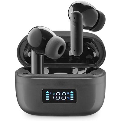 cellularline Tone Auriculares TWS Bluetooth In-Ear con ENC (Environmental Noise Cancelling), 4 micrófonos, Pantalla LED, Total Play Time 20 Horas, Negro cellularline Tone Auriculares TWS Bluetooth In-Ear con ENC (Environmental Noise Cancelling), 4 micrófonos, Pantalla LED, Total Play Time 20 Horas, Negro