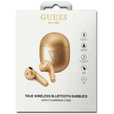 Auriculares Bluetooth inalámbricos Guess con estación de carga - Oro Auriculares Bluetooth inalámbricos Guess con estación de carga - Oro