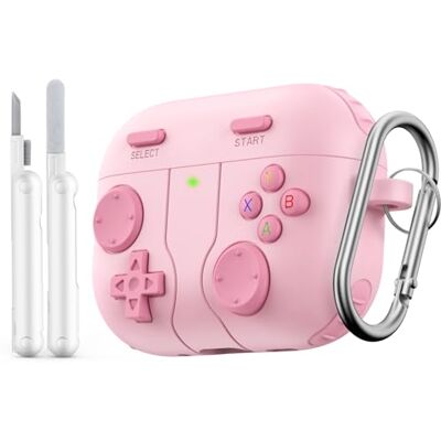 MoKo Funda AirPods Pro 3 2025, Diseño Consola Juegos, Rosa Cubierta Con Kit Limpieza Y Llavero, Compatible Con AirPods Pro 3 Generación, Funda Silicona Protectora Genial MoKo Funda AirPods Pro 3 2025, Diseño Consola Juegos, Rosa Cubierta Con Kit Limpieza Y Llavero, Compatible Con AirPods Pro 3 Generación, Funda Silicona Protectora Genial