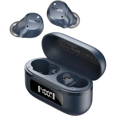 TOZO NC9 Auriculares Inalambricos Bluetooth 5.3,45dB ANC Híbrido Adaptativo 60H batería pantalla, OrigX 2.0 Inmersivo, 32 EQs, 6 Mics ENC, Modo Transparente, IPX8, ajuste cómodo para oficina y deporte TOZO NC9 Auriculares Inalambricos Bluetooth 5.3,45dB ANC Híbrido Adaptativo 60H batería pantalla, OrigX 2.0 Inmersivo, 32 EQs, 6 Mics ENC, Modo Transparente, IPX8, ajuste cómodo para oficina y deporte