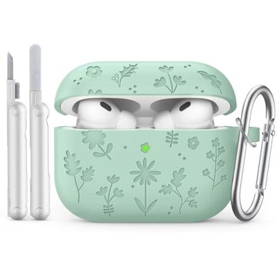 MoKo Funda Silicona para AirPods Pro 3,Grabado Flores Bonito,Matcha Verde Con Kit Limpieza Y Llavero, Compatible Con Apple AirPods Pro 3 Gen 2025, Funda Silicona Antigolpes Protectora MoKo Funda Silicona para AirPods Pro 3,Grabado Flores Bonito,Matcha Verde Con Kit Limpieza Y Llavero, Compatible Con Apple AirPods Pro 3 Gen 2025, Funda Silicona Antigolpes Protectora