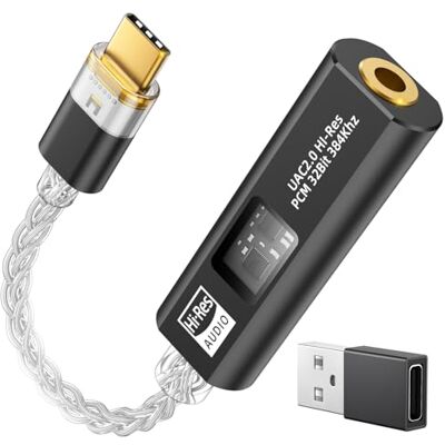 MoKo Adaptador Auriculares USB-C a 3,5mm Jack, DAC Cable Tipo-C a 3,5 Aux Doble DAC CX31993 MAX97220, Amplificador HiFi Integrado, 32bit/384KHz Hi-Res, Control en Línea, Para iPhone iPad Switch PS5 MoKo Adaptador Auriculares USB-C a 3,5mm Jack, DAC Cable Tipo-C a 3,5 Aux Doble DAC CX31993 MAX97220, Amplificador HiFi Integrado, 32bit/384KHz Hi-Res, Control en Línea, Para iPhone iPad Switch PS5