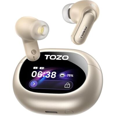 TOZO NC20 Pro Auriculares Bluetooth 6.0, Pantalla táctil & ANC 52dB Audio LDAC Hi-Res, 12mm controlador,6 mics ENC,carga rápida e inalámbrica, 12mm controlador, IPX8,detección de uso,modo juego TOZO NC20 Pro Auriculares Bluetooth 6.0, Pantalla táctil & ANC 52dB Audio LDAC Hi-Res, 12mm controlador,6 mics ENC,carga rápida e inalámbrica, 12mm controlador, IPX8,detección de uso,modo juego