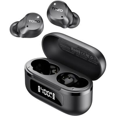 TOZO NC9 Auriculares Inalambricos Bluetooth 5.3,45dB ANC Híbrido Adaptativo 60H batería pantalla, OrigX 2.0 Inmersivo, 32 EQs, 6 Mics ENC, Modo Transparente, IPX8, ajuste cómodo para oficina y deporte TOZO NC9 Auriculares Inalambricos Bluetooth 5.3,45dB ANC Híbrido Adaptativo 60H batería pantalla, OrigX 2.0 Inmersivo, 32 EQs, 6 Mics ENC, Modo Transparente, IPX8, ajuste cómodo para oficina y deporte