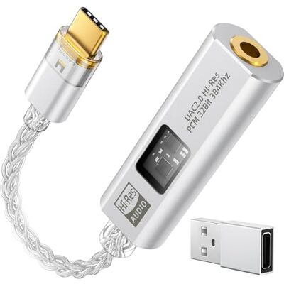 MoKo Adaptador Auriculares USB-C a 3,5mm Jack, DAC Cable Tipo-C a 3,5 Aux Doble DAC CX31993 MAX97220, Amplificador HiFi Integrado, 32bit/384KHz Hi-Res, Control en Línea, Para iPhone iPad Switch PS5 MoKo Adaptador Auriculares USB-C a 3,5mm Jack, DAC Cable Tipo-C a 3,5 Aux Doble DAC CX31993 MAX97220, Amplificador HiFi Integrado, 32bit/384KHz Hi-Res, Control en Línea, Para iPhone iPad Switch PS5