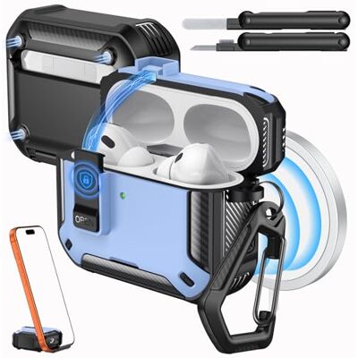 MoKo Funda para AirPods Pro 3 con Cierre 2025, Azul Claro+Nero Compatible con MagSafe, Soporte para Teléfono & Ventana Auto Funda Protectora para AirPod Pro 3.ª Gen., con Kit de Limpieza MoKo Funda para AirPods Pro 3 con Cierre 2025, Azul Claro+Nero Compatible con MagSafe, Soporte para Teléfono & Ventana Auto Funda Protectora para AirPod Pro 3.ª Gen., con Kit de Limpieza