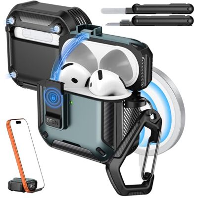 MoKo Funda para AirPods 4 / AirPods 5 (2024/2026), con Cierre Compatible con MagSafe, Soporte para Teléfono&Ventana Automática,Funda para AirPod 4.ª Generación, con Kit de Limpieza MoKo Funda para AirPods 4 / AirPods 5 (2024/2026), con Cierre Compatible con MagSafe, Soporte para Teléfono&Ventana Automática,Funda para AirPod 4.ª Generación, con Kit de Limpieza