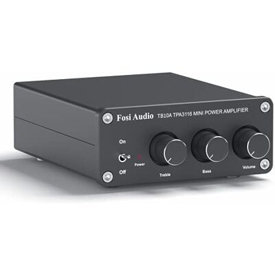 Fosi Audio Amplificador de Audio Estéreo de 2 Canales, Mini Hi-Fi Clase D Amperio Integrado 2.0CH para los Altavoces del Hogar 100W x 2, con Control de Bajos y Agudos TPA3116 Fosi Audio Amplificador de Audio Estéreo de 2 Canales, Mini Hi-Fi Clase D Amperio Integrado 2.0CH para los Altavoces del Hogar 100W x 2, con Control de Bajos y Agudos TPA3116