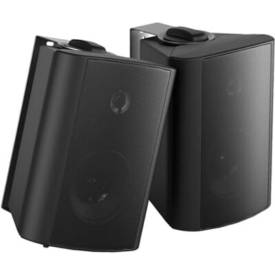 Herdio Altavoz Bluetooth para interiores y exteriores de 4 pulgadas Altavoz impermeables de patio montado en la pared, Color Negro Herdio Altavoz Bluetooth para interiores y exteriores de 4 pulgadas Altavoz impermeables de patio montado en la pared, Color Negro