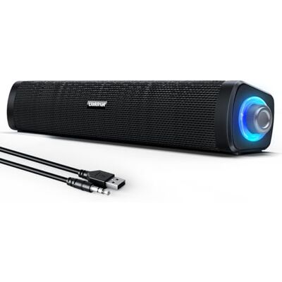 Uakinat Altavoces de computadora, altavoces de computadora con auxiliar de 3.5 mm, luces LED coloridas con botón de interruptor, sonido envolvente, barra de sonido portátil para computadora portátil Uakinat Altavoces de computadora, altavoces de computadora con auxiliar de 3.5 mm, luces LED coloridas con botón de interruptor, sonido envolvente, barra de sonido portátil para computadora portátil