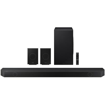 Samsung Q990D Barra de sonido de 11.1.4 canales con audio inalámbrico Dolby Atmos, altavoz trasero incluido, Q-Symphony, SpaceFit Sound Pro, sonido adaptativo, modo de juego Pro con Alexa incorporado, Samsung Q990D Barra de sonido de 11.1.4 canales con audio inalámbrico Dolby Atmos, altavoz trasero incluido, Q-Symphony, SpaceFit Sound Pro, sonido adaptativo, modo de juego Pro con Alexa incorporado,