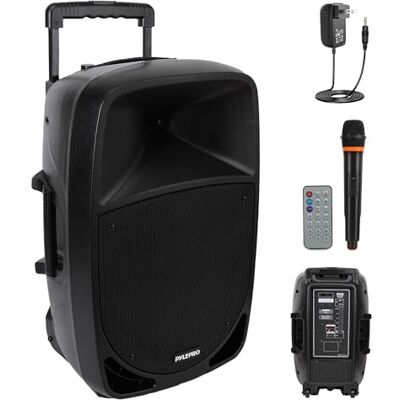 Altavoz Karaoke Bluetooth Portátil Pyle PSBT125A - 1200W con Micrófono Inalámbrico Altavoz Karaoke Bluetooth Portátil Pyle PSBT125A - 1200W con Micrófono Inalámbrico