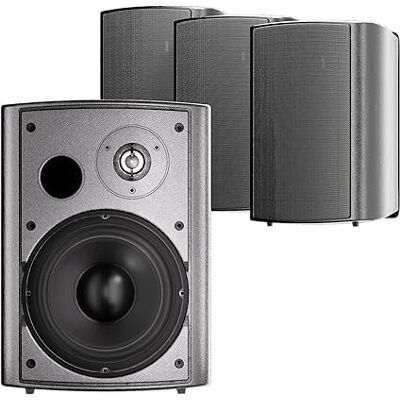 STUDIOFINIX Altavoces de Interior/Exterior de 6,5 Pulgadas y 800 vatios Altavoces de Pared para Todo Tipo de Clima 2 Pares (Negro) STUDIOFINIX Altavoces de Interior/Exterior de 6,5 Pulgadas y 800 vatios Altavoces de Pared para Todo Tipo de Clima 2 Pares (Negro)