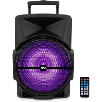 Pyle Sistema de Altavoces, PA,1200W, Bluetooth, Portatil, Recargable, Interiores, Exteriores, subwoofer de 12”, Tweeter de 1”, grabación, micrófono, Luces de Fiesta, Radio USB/SD, Negro Pyle Sistema de Altavoces, PA,1200W, Bluetooth, Portatil, Recargable, Interiores, Exteriores, subwoofer de 12”, Tweeter de 1”, grabación, micrófono, Luces de Fiesta, Radio USB/SD, Negro