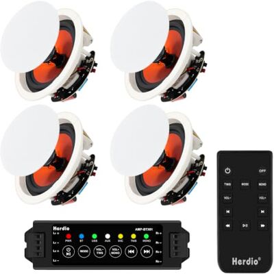 Herdio Altavoz de Techo de 6,5 Pulgadas, Sistema de Altavoces caseros Integrado, Ideal para Cocina, Dormitorio Herdio Altavoz de Techo de 6,5 Pulgadas, Sistema de Altavoces caseros Integrado, Ideal para Cocina, Dormitorio