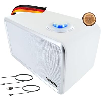 SCHWAIGER -- Altavoz Bluetooth 24 W Diseño Retro inalámbrico portátil batería de 2200 mAh Recargable TWS Stereo Rejilla metálica Frontal Carcasa de Madera Blanco SCHWAIGER -- Altavoz Bluetooth 24 W Diseño Retro inalámbrico portátil batería de 2200 mAh Recargable TWS Stereo Rejilla metálica Frontal Carcasa de Madera Blanco