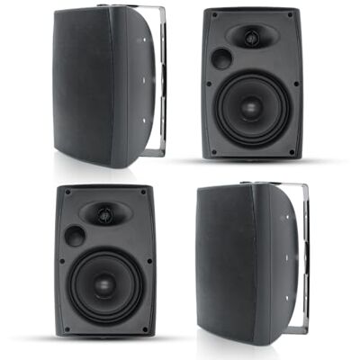 Herdio 6.5'' 800W Altavoces pasivos de Exterior con Cable Altavoces de Pared de 2 vías Impermeables con Graves Adecuado para Patio Piscina Cubierta Porche Patio Interior Casa (2 Pares, Negro) Herdio 6.5'' 800W Altavoces pasivos de Exterior con Cable Altavoces de Pared de 2 vías Impermeables con Graves Adecuado para Patio Piscina Cubierta Porche Patio Interior Casa (2 Pares, Negro)