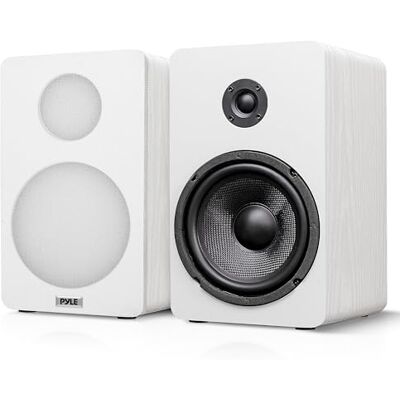 Pyle Altavoces de estantería de 6.5 Pulgadas, par de Altavoces con Cable para estantería con Soportes de Montaje en Pared, Cine en casa HiFi de 2 vías con Cono de Fibra de Vidrio, Tweeter de cúpula Pyle Altavoces de estantería de 6.5 Pulgadas, par de Altavoces con Cable para estantería con Soportes de Montaje en Pared, Cine en casa HiFi de 2 vías con Cono de Fibra de Vidrio, Tweeter de cúpula