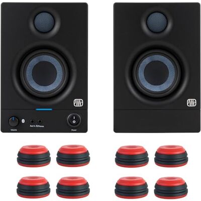 PreSonus Eris 3.5 BT II Generación Bluetooth 5.0 Activo Studio Monitor Boxes Altavoces 2ª generación + keepdrum 8 unidades amortiguadores de vibraciones en rojo PreSonus Eris 3.5 BT II Generación Bluetooth 5.0 Activo Studio Monitor Boxes Altavoces 2ª generación + keepdrum 8 unidades amortiguadores de vibraciones en rojo
